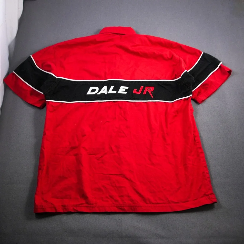 Retro Dale Jr Budweiser Pit Crew Racing Shirt XL Red Button Up Winners Circle - Picture 3 of 11
